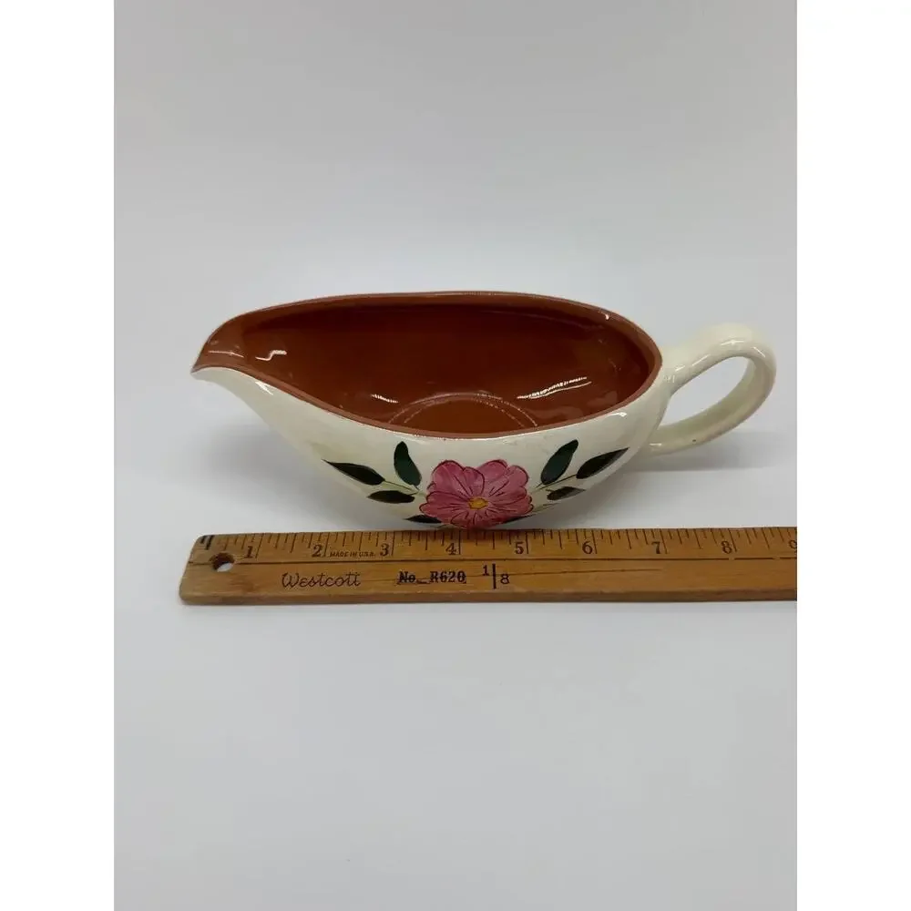 Vintage Stangl Wild Rose Gravy Boat Floral Pattern Trenton NJ USA Pottery